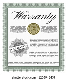 Green Warranty template. With quality background. Nice design. Customizable, Easy to edit and change colors. 