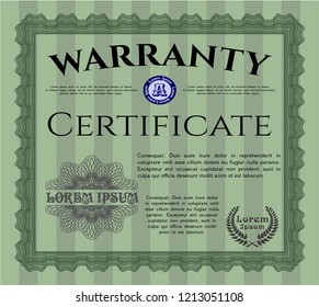 Green Warranty template. With quality background. Excellent design. Customizable, Easy to edit and change colors. 