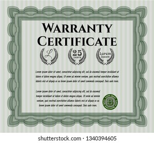 Green Warranty template. With quality background. Detailed. Sophisticated design. 