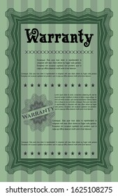 Green Warranty. Vector illustration. Easy to print. Elegant design. 
