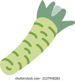 Concepto de Wasabi Verde, diseño japonés de iconos de color vectorial de rábano picante, símbolo condimentos y especias, ingredientes para cocinar alimentos Signo, hierbas y salsa de mesa ilustración