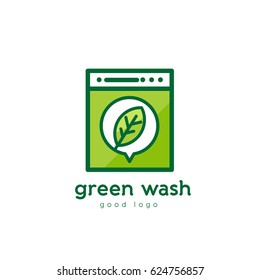 Green Wash Machine Nature Eco Logo Design
