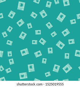 Green Washer icon isolated seamless pattern on green background. Washing machine icon. Clothes washer - laundry machine. Home appliance symbol.  Vector Illustration