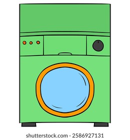 green washing machine illustration hand drawn isolated vector