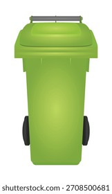 Cubo de basura verde. Ilustración vectorial	
