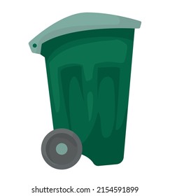 cubo de residuos verdes con ruedas