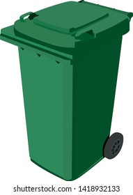green waste container on wheels realistic vector illustration isolated