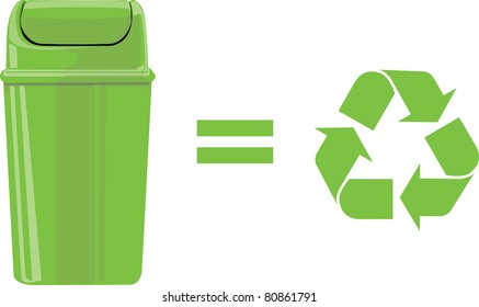 Green waste recycle can or bin with symbol