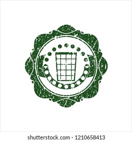 Green wastepaper basket icon inside rubber grunge seal