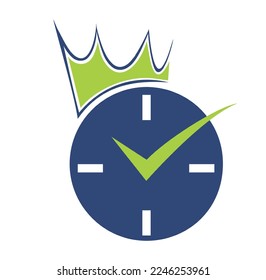 Green Watch with Crown Logo vector Icon Sign illustration in white background isolated