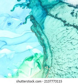 Green Water Color Marble. Teal Alcohol Ink Watercolor. Green Alcohol Ink Marble. Blue Art Paint. Blue Geode Elegant Glitter. Green Abstract Watercolor. Blue Marble Background. Luxury Vector Painting