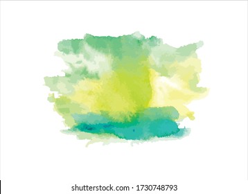 Green Water Color Paint On White Background