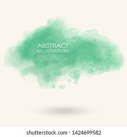 Green water color splash. soft abstract background. Watercolor vector illustration.