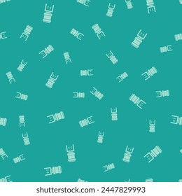 Green Water cooler for office and home icon isolated seamless pattern on green background. Water dispenser. Bottle office, plastic and liquid.  Vector