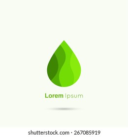 Green Water drop abstract vector logo design template. 