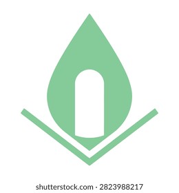 A green water drop logo with a checkmark, representing eco-friendliness and approval