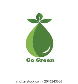 green water drop logo design of leaf element 