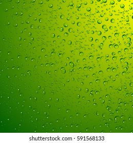 Green Water drops. Vector Illustration.