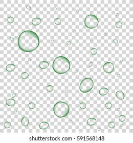Green Water drops. Vector Illustration.