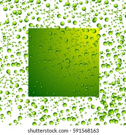 Green Water drops. Vector Illustration.