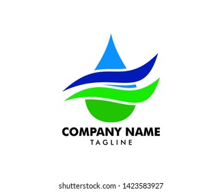 Green water logo, Organic and healthy symbol
