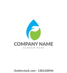 Green water logo vector deign template, water and leaf