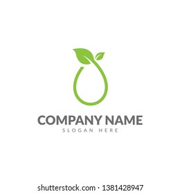 Green water logo vector deign template, water and leaf