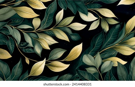 green watercolor abstract background with leaves	
