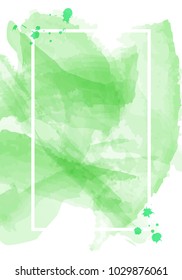 Green watercolor abstract blank poster template background texture. Vector graphic