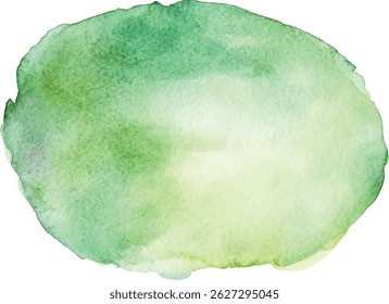 Pintura de mão de arte em aquarela verde no fundo branco isolado, textura do pincel para texto ou logotipo