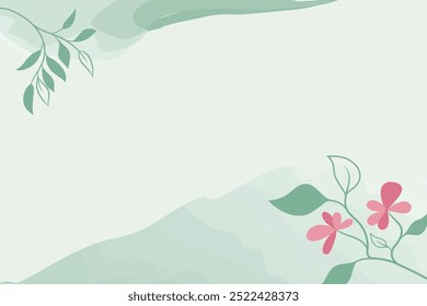 Fundo de aquarela verde com flores