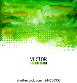 Green watercolor background. Vector
