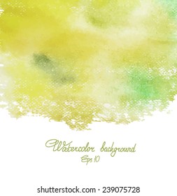 Green watercolor background. Vector texture