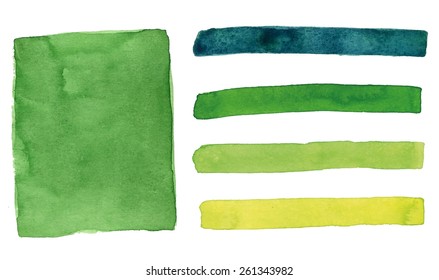 Green watercolor banners. vector illustration