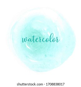 Green watercolor blob. Handmade background.
