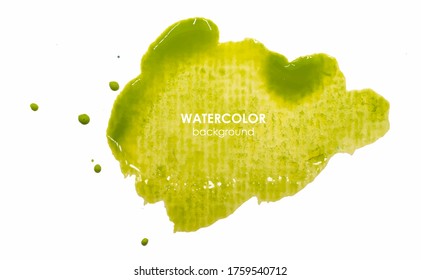 Green watercolor brash paint stoke on textured paper. Eps 8. Hand painted colorful watercolor background vector.