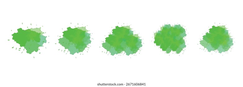 Evolución del trazo del pincel de acuarela verde. Gráficos para video de Pincelada verde.
