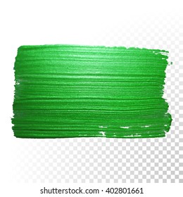 Curso de pincel de color de agua verde. Seguimiento de la línea de salpicadura verde vectorial. La mancha de pintura al óleo verde sobre fondo transparente.