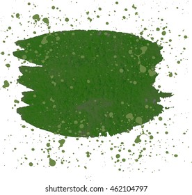 Green Watercolor brush strokes and translucent paint splatters. Vector EPS-10 file, transparency used. 