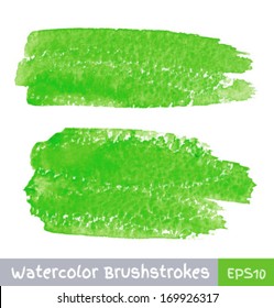 Green Watercolor Brush Strokes, vector illustration 