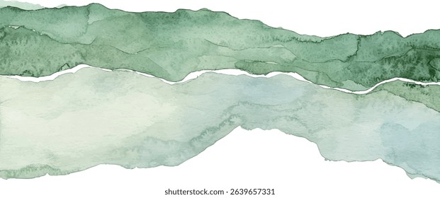 Green watercolor brushstroke on white background