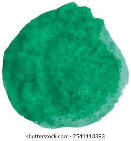 Green watercolor circle vector illustration with a textured brush effect on a transparent background. Ideal for creative designs, backgrounds, and artistic elements