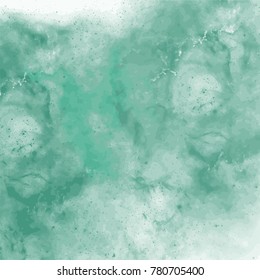 green watercolor cloud pattern with little stains and cracks, vector illustration