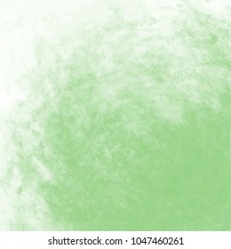 green watercolor cloud scape pattern with faded border on white background, vector illustration