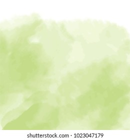 green watercolor cloudscape pattern with hard edged areas on white background, vector illustration