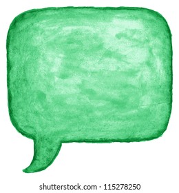 Green watercolor empty speech bubble dialog square shape on white background. This vector illustration clip-art design element saved in 10 eps