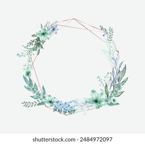 Green Watercolor Floral Ring. Illustrator and designer. Wedding Invites, save the date, Birthday Invites, Video Invites, E-Cards.