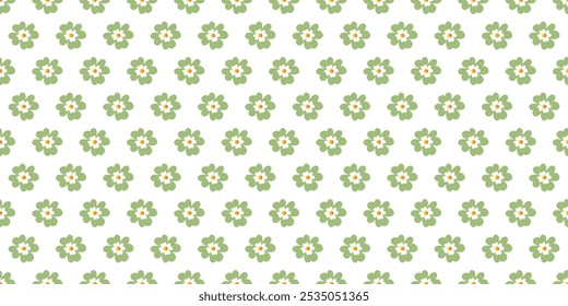 Green Watercolor floral seamless pattern with white background. Soft Pattern with floral seamless. Vector illustration 