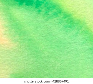Green watercolor hand drawn paper grain texture vector card for greeting, invitation, wallpaper, banner, template, design, web, print. Abstract aquarelle brush paint nature color artistic background. 