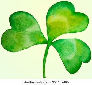 Green watercolor isolated vector clover